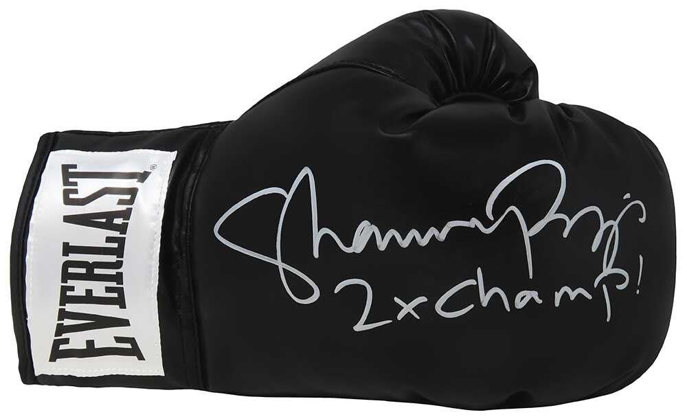 Shannon Briggs Signed Black Everlast Boxing Glove w/2x Champ - Schwartz Authenticated