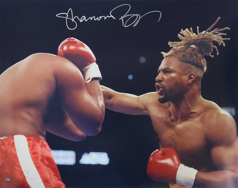 Shannon Briggs Signed Boxing  Punching Action 16x20 Photo - Schwartz Authenticated