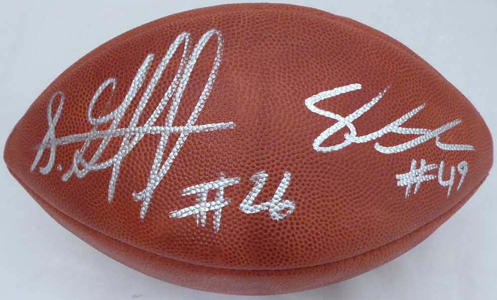 Shaquem & Shaquill Griffin Autographed Official NFL Leather Football Seattle Seahawks (Flat) MCS Holo #79415