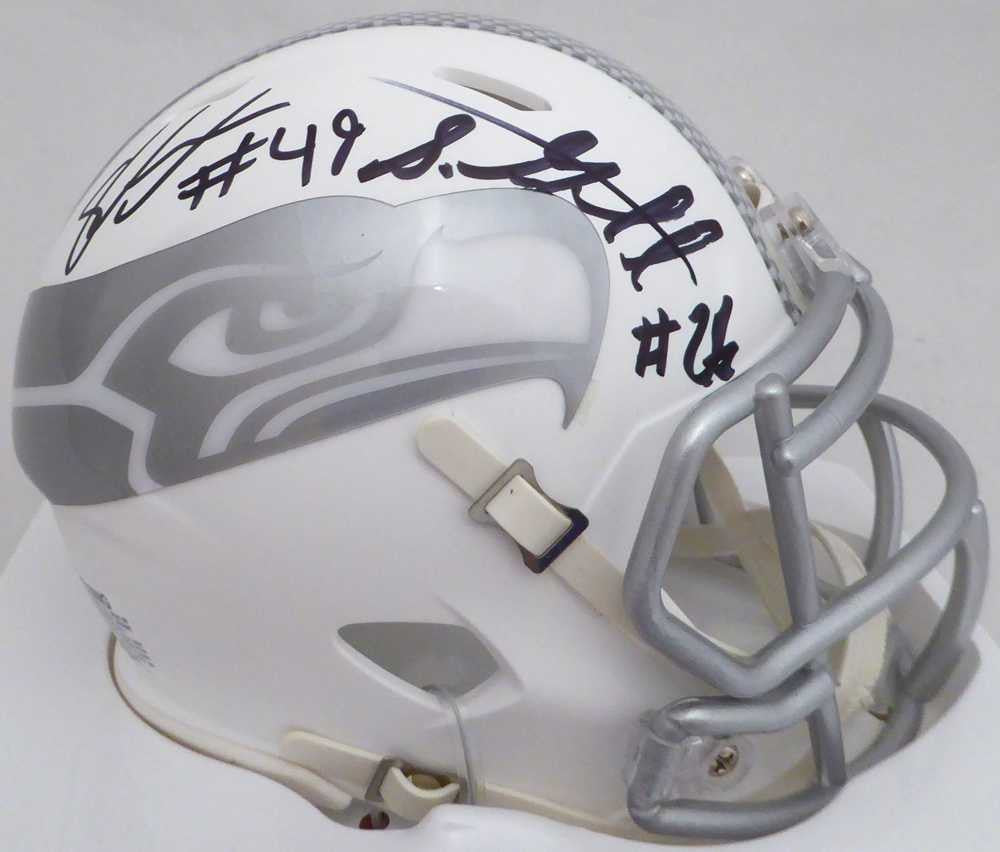 Shaquem & Shaquill Griffin Autographed Seattle Seahawks White Ice Speed Mini Helmet MCS Holo Stock #134375