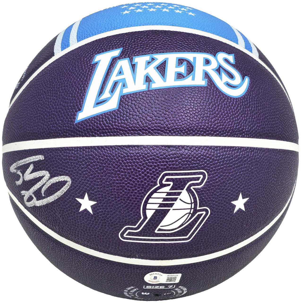 Shaquille Shaq O'Neal Autographed Purple City Edition Basketball Los Angeles Lakers Beckett BAS Witness