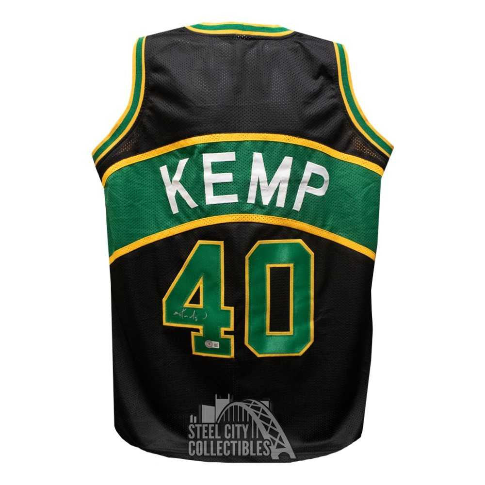 Shawn Kemp Autographed Seattle Supersonics Custom Black Basketball Jersey - BAS
