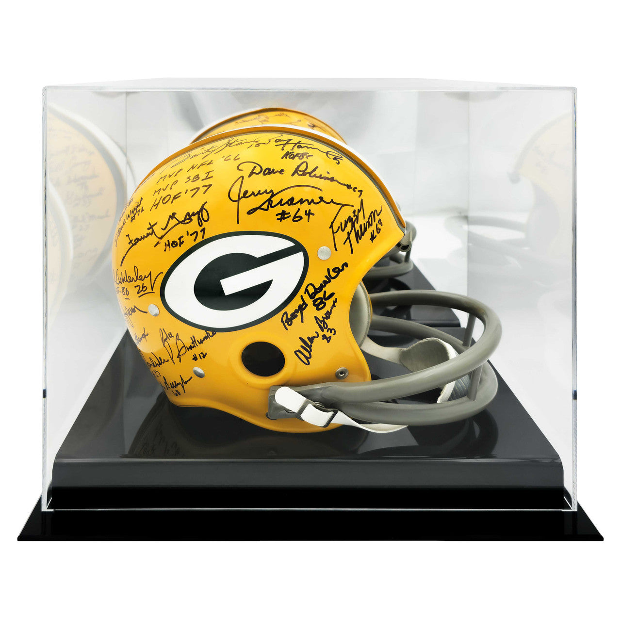 Full-Size Football Helmet Display Case – Acrylic, Black Base & Mirror Back