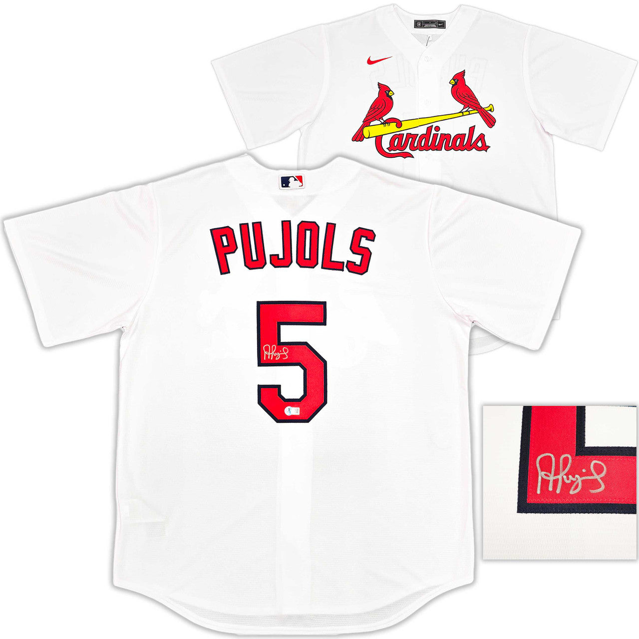 St. Louis Cardinals Albert Pujols Autographed White Nike Jersey (Size L) – Beckett BAS Witness