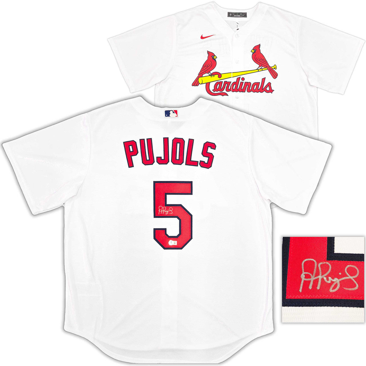 St. Louis Cardinals Albert Pujols Autographed White Nike Jersey (Size XL) – Beckett BAS Witness