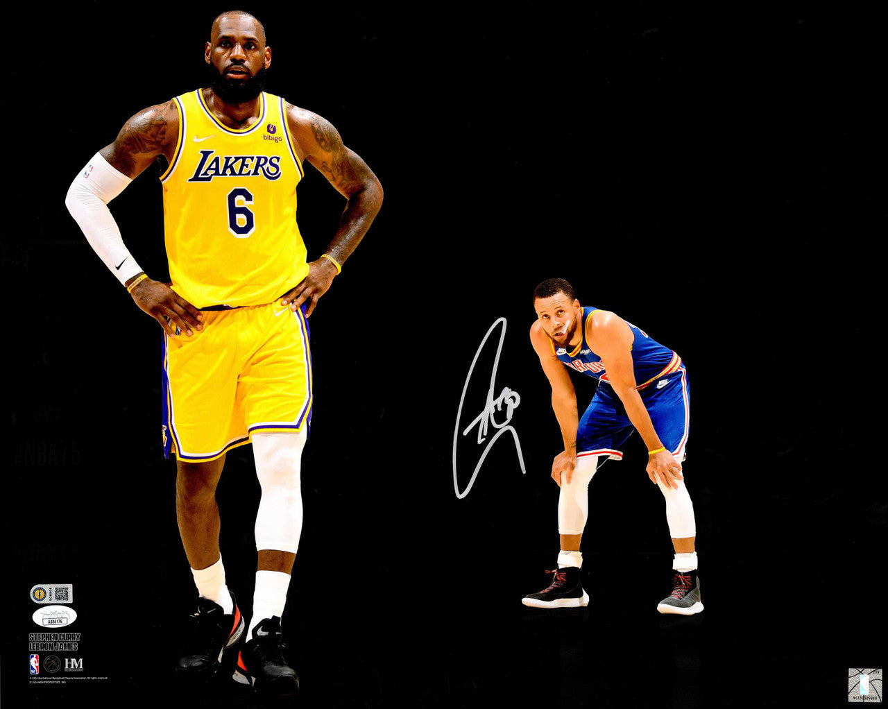Stephen Curry Autographed 16x20 Photo Golden State Warriors With LeBron James JSA