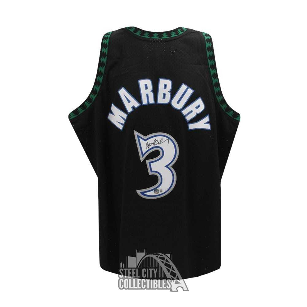 Stephon Marbury Autographed Minnesota Mitchell & Ness Black Basketball Jersey (L) - BAS