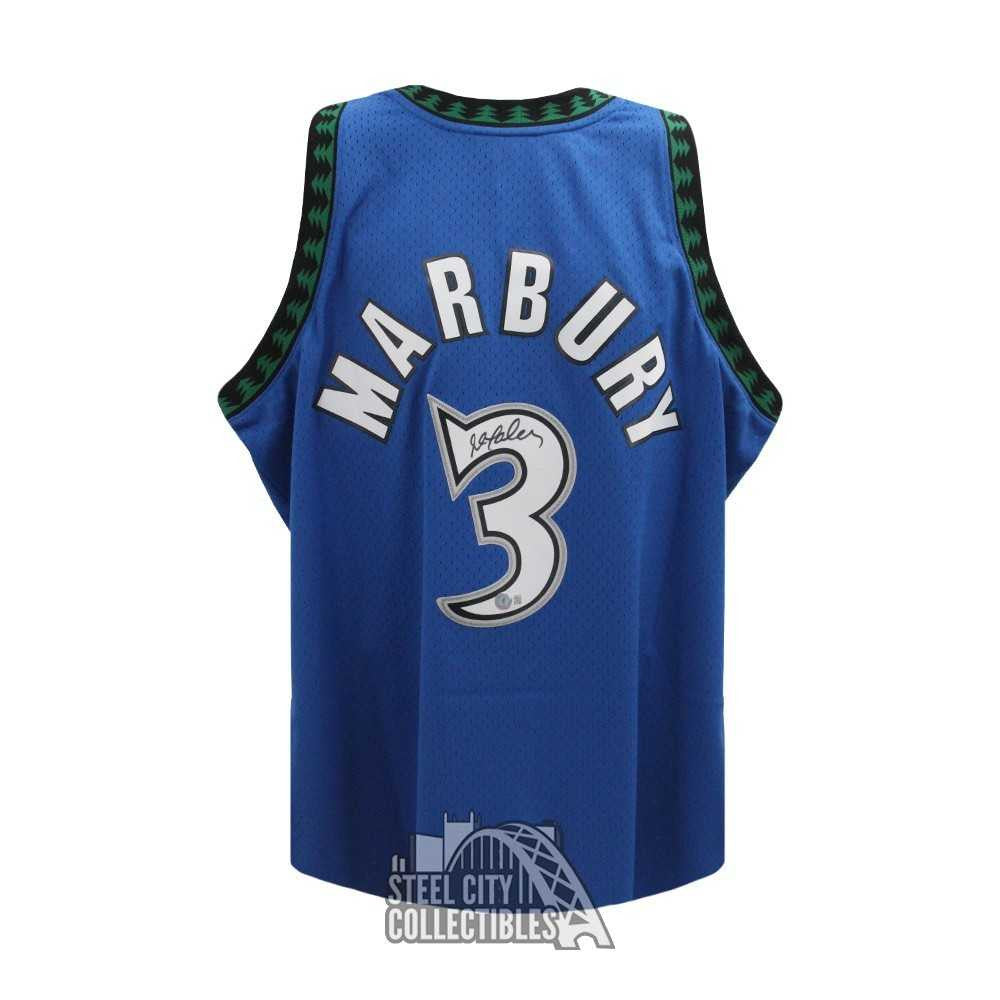 Stephon Marbury Autographed Minnesota Mitchell & Ness Blue Basketball Jersey (L) - BAS