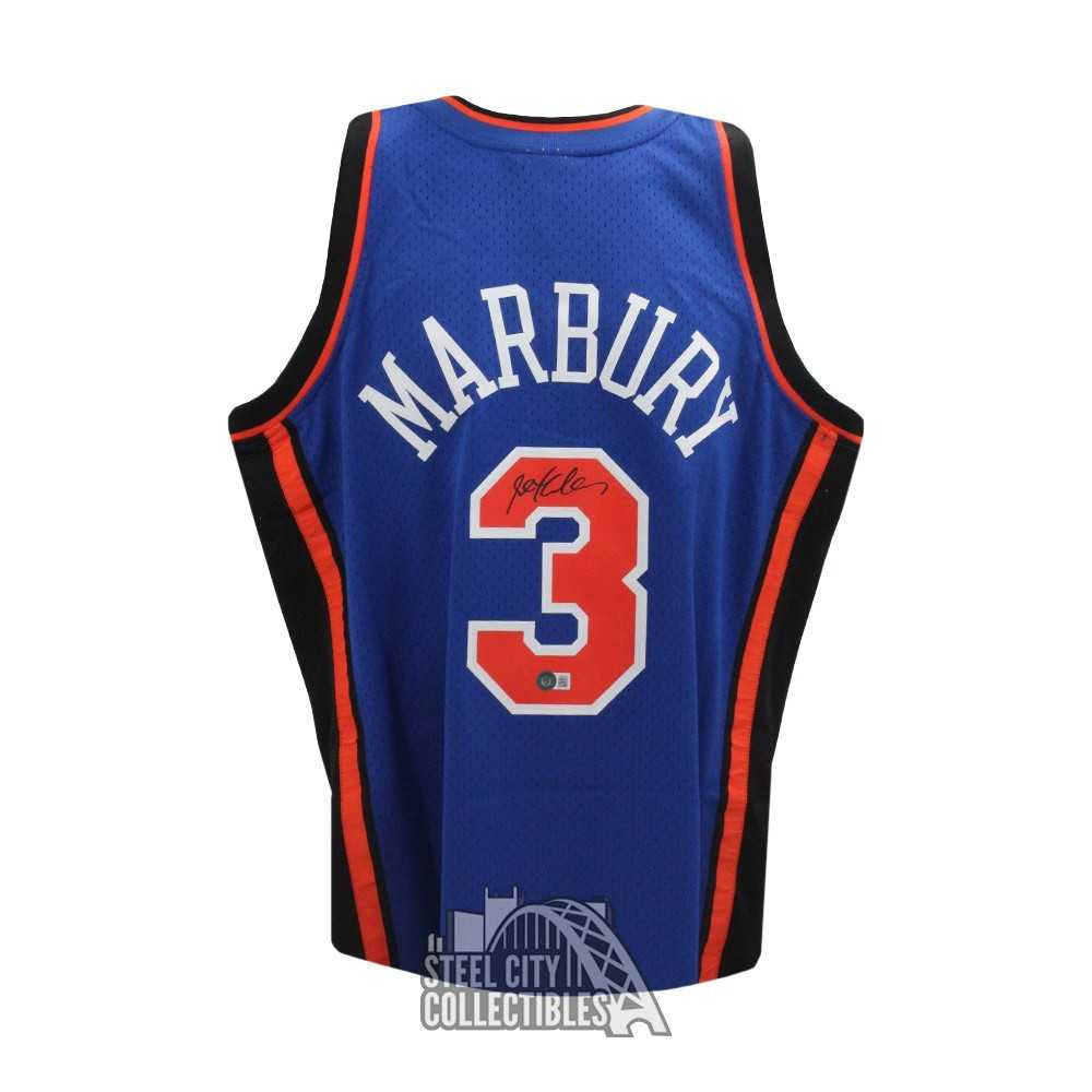 Stephon Marbury Autographed New York Mitchell & Ness Blue Basketball Jersey (XL) - BAS