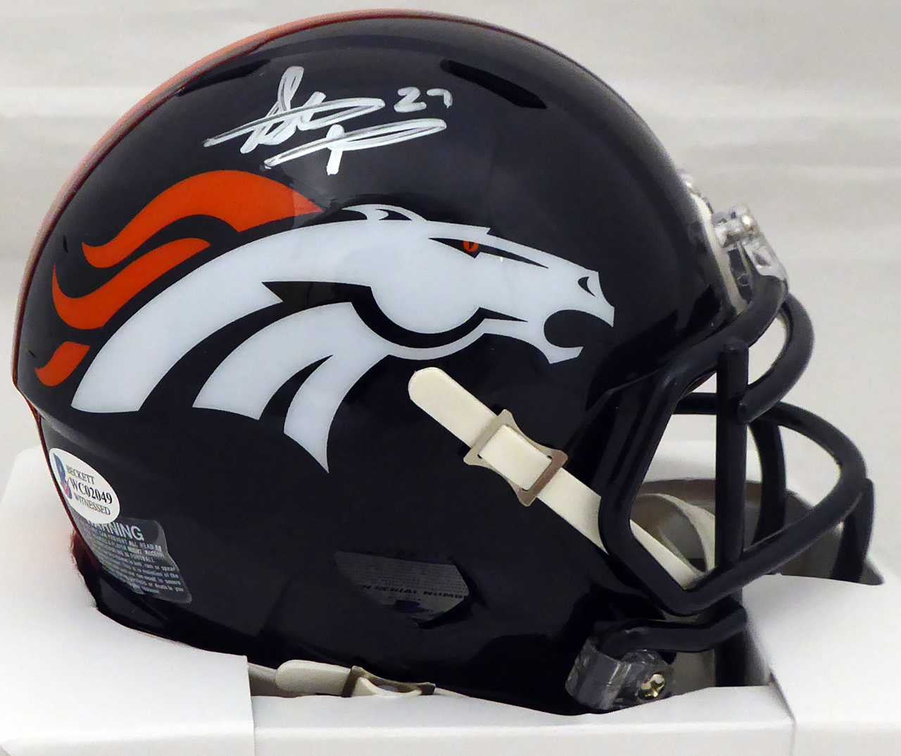 Steve Atwater Autographed Denver Broncos Speed Mini Helmet Beckett BAS