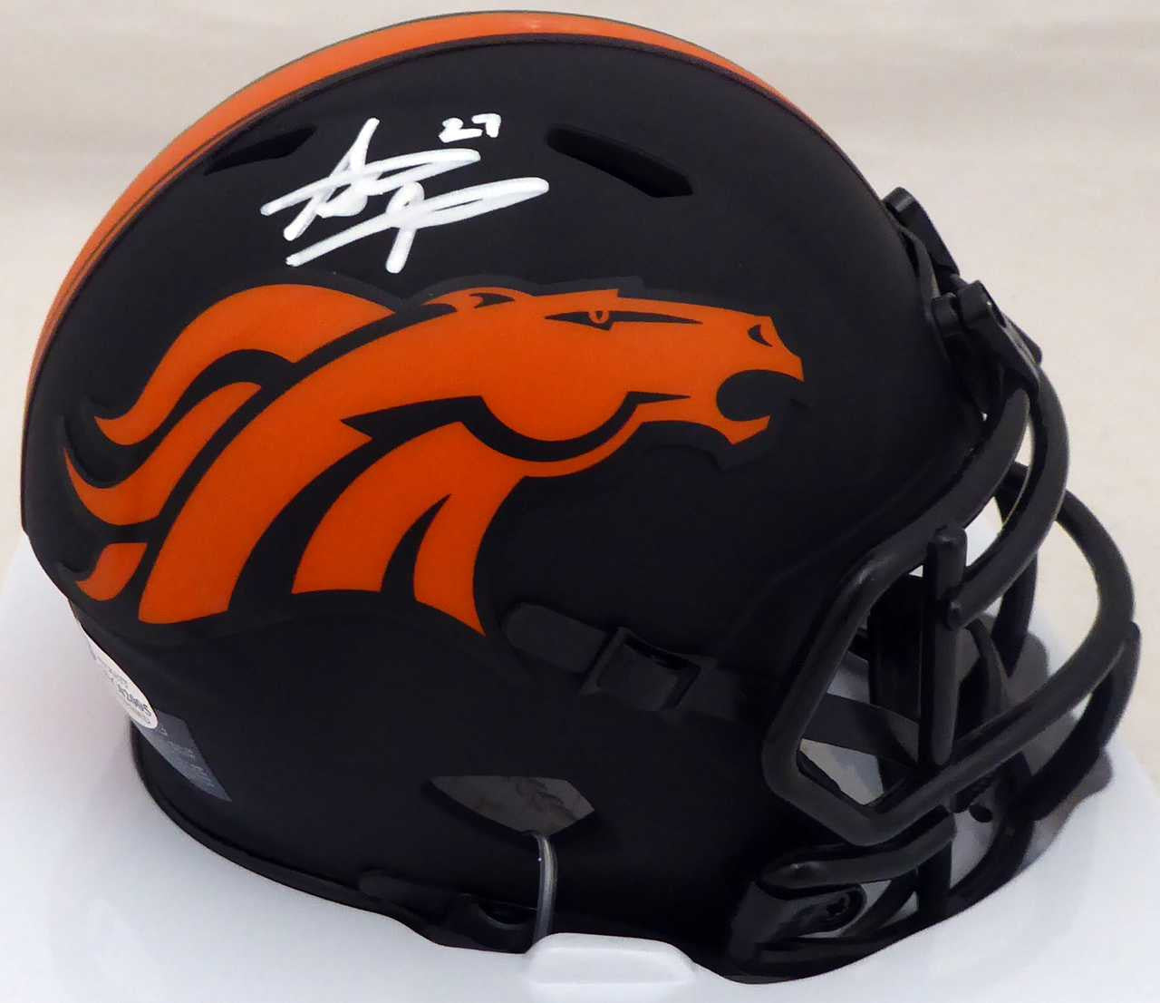 Steve Atwater Autographed Eclipse Black Denver Broncos Speed Mini Helmet Beckett BAS