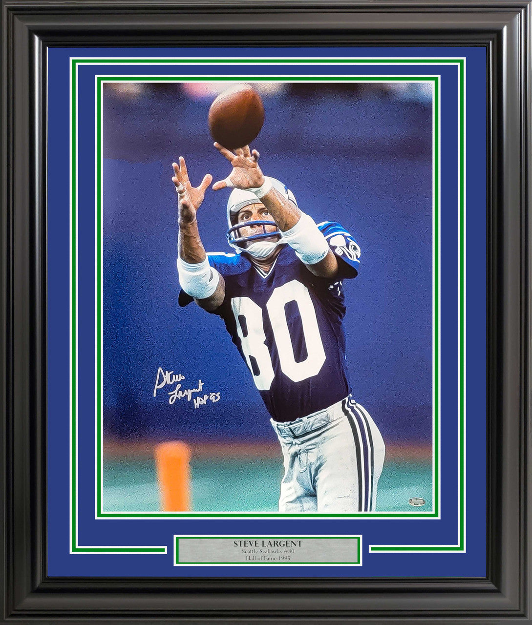 Steve Largent Framed 16x20 Autographed Photo Seattle Seahawks HOF 95 MCS Hologram COA
