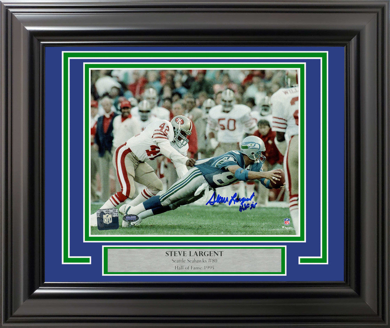 Steve Largent Framed 8x10 Autographed Photo Seattle Seahawks HOF 95 MCS Hologram COA