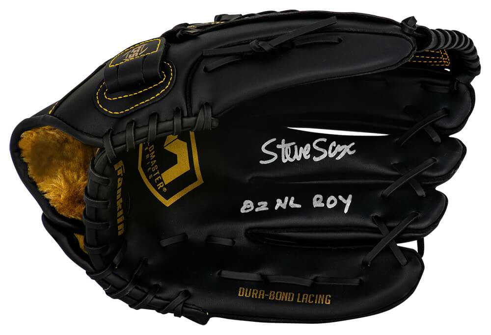 Steve Sax Signed Franklin Fieldmaster Black Baseball Fielders Glove w/82 NL ROY - Schwartz Authenticated
