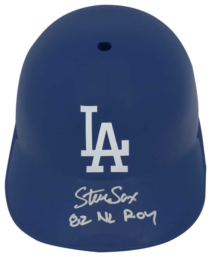 Steve Sax Signed Los Angeles Dodgers Souvenir Replica Batting Helmet w/82 NL ROY - Schwartz Authenticated