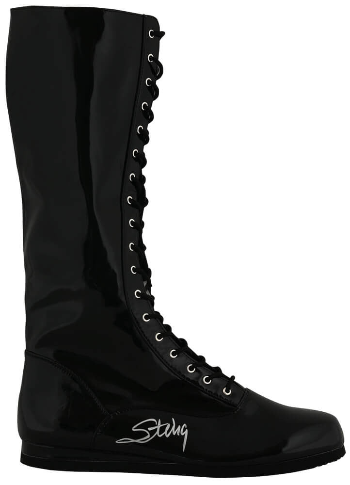 Sting Signed Black Wrestling Costume Boot - Schwartz Authenticated