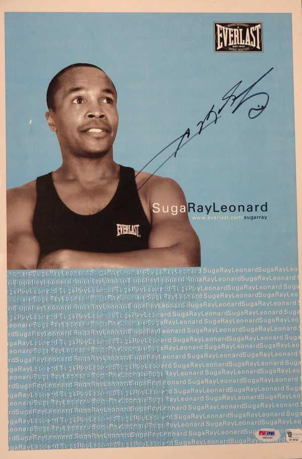 Sugar Ray Leonard Autographed 12x18 Everlast Poster Photo PSA/DNA #Z83235