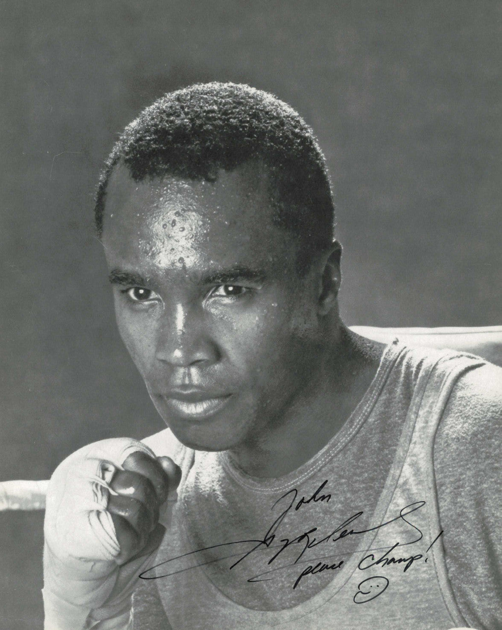 Sugar Ray Leonard Autographed 8x10 Photo "John" SKU #247267