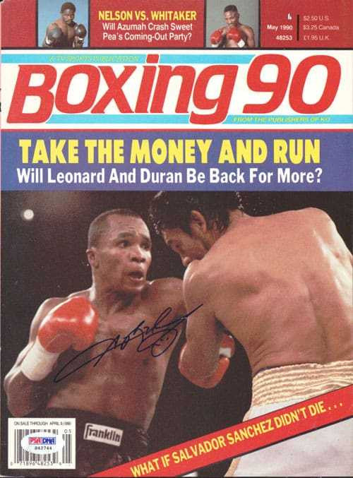 Sugar Ray Leonard Autographed Boxing '90 Magazine Cover PSA/DNA #S42744