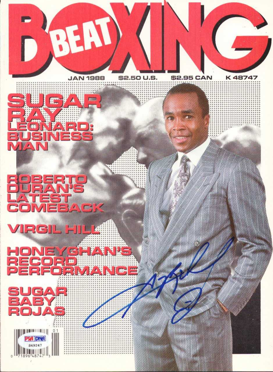 Sugar Ray Leonard Autographed Boxing Beat Magazine Cover PSA/DNA #S49247