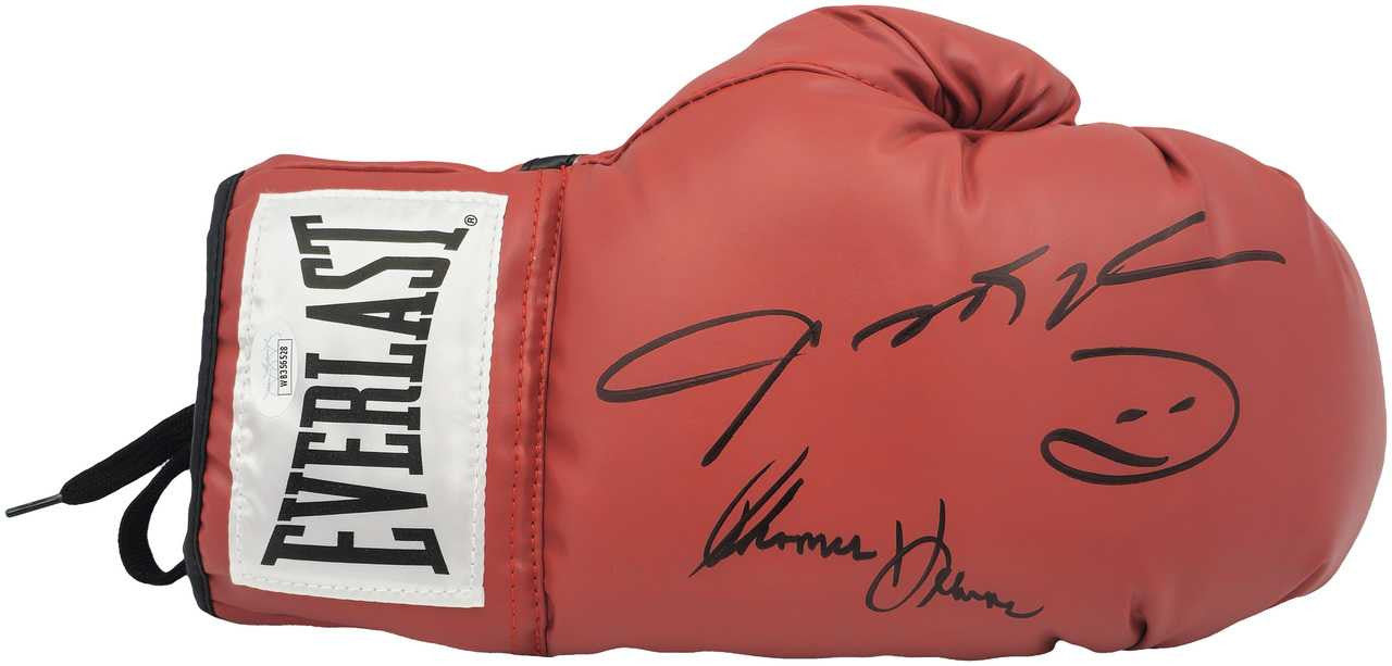Sugar Ray Leonard & Thomas "Hitman" Hearns Autographed Red Everlast Boxing Glove RH JSA