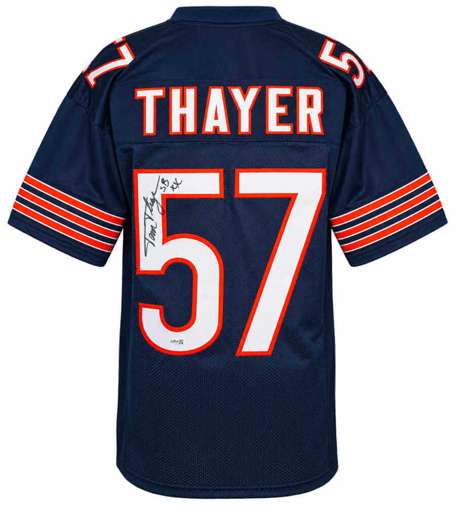Tom Thayer Autographed Chicago Bears Navy Custom Football Jersey with 'SB XX' Inscription - JSA Authenticated