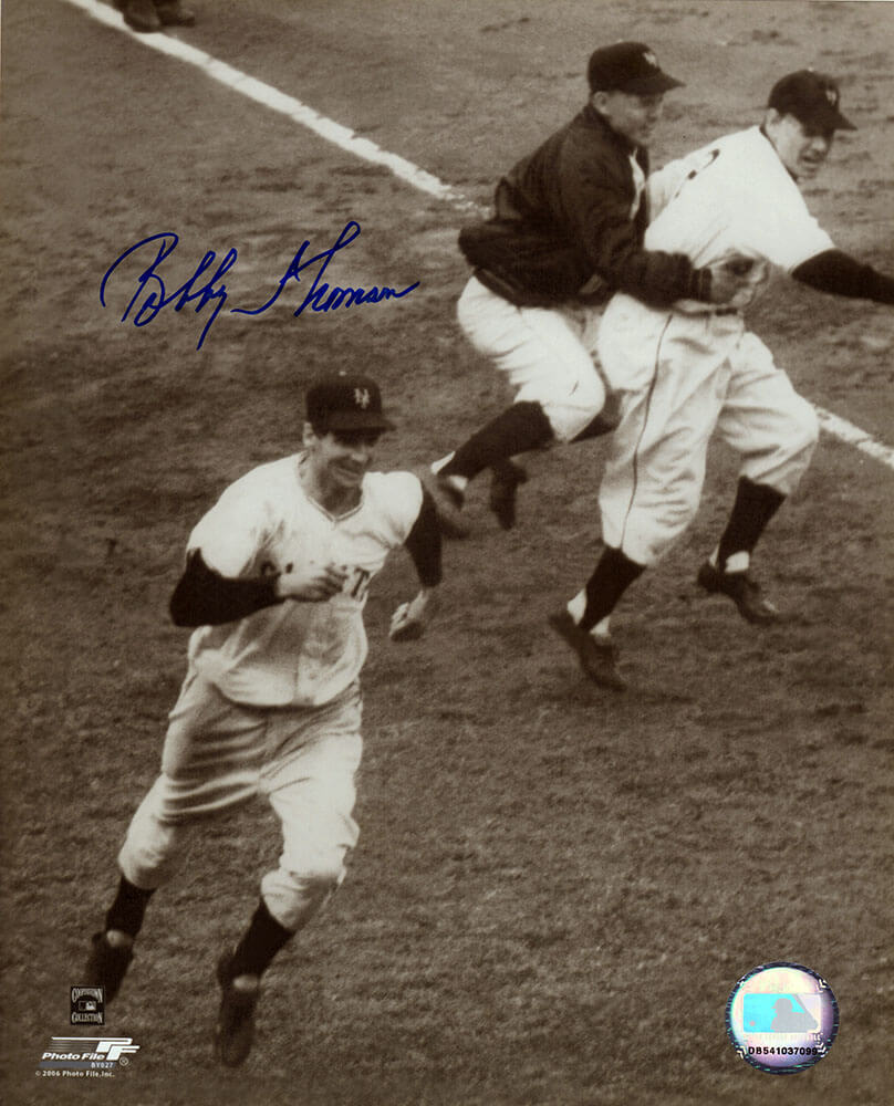 Bobby Thomson Signed Giants Shot Heard Around World HR Rounding Bases 8x10 Photo - Schwartz