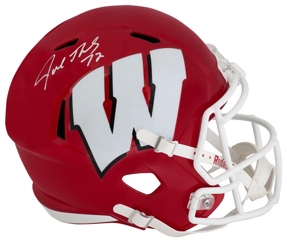 Joe Thomas Signed Wisconsin Badgers FLASH Riddell Speed Full Size Replica Helmet – Schwartz Authenticated