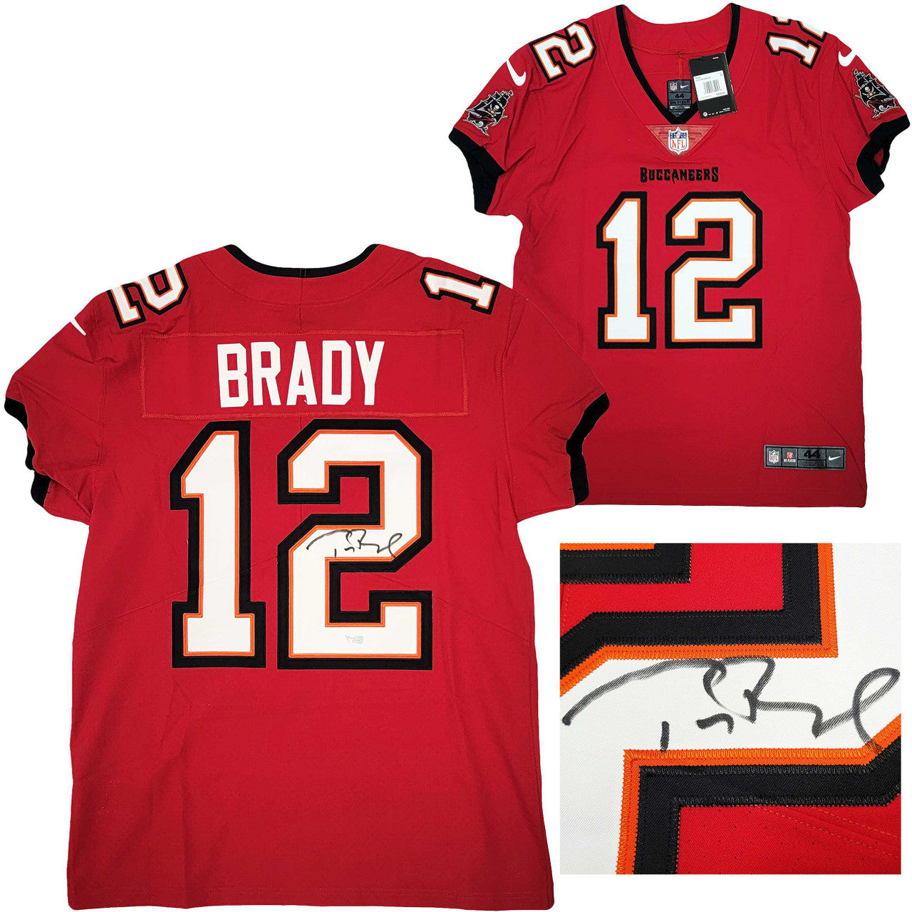 Tampa Bay Buccaneers Tom Brady Autographed Red Nike Elite Jersey Size 44 Fanatics Holo