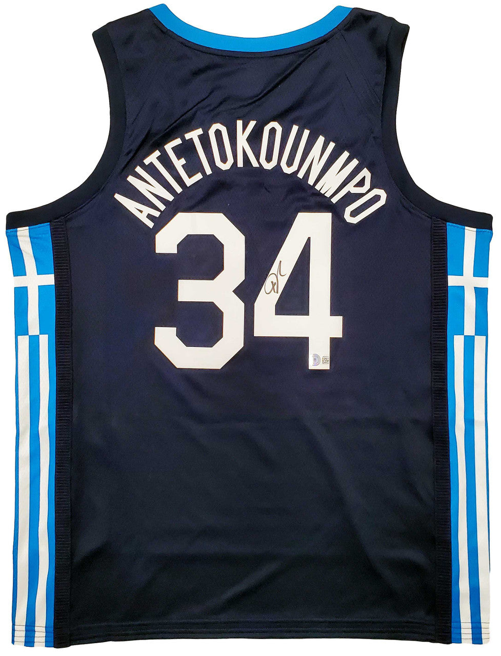 Team Greece Giannis Antetokounmpo Autographed Blue Nike Jersey Size XL – Beckett BAS QR