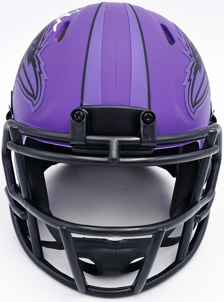 Ravens Rave Helemt Terrell Suggs Autographed Baltimore Ravens Purple Speed Rave Mini Helm