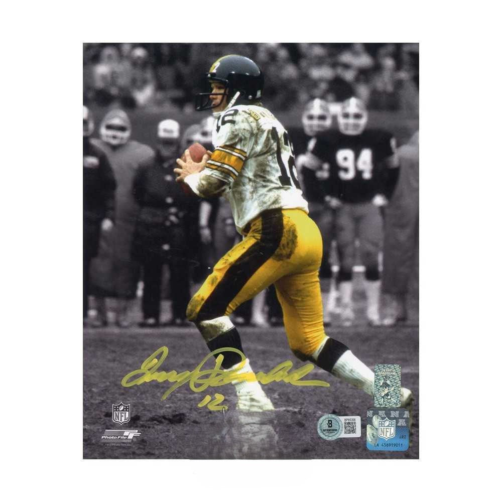 Terry Bradshaw Autographed Pittsburgh 8x10 Football Photo - BAS (Yellow Ink)