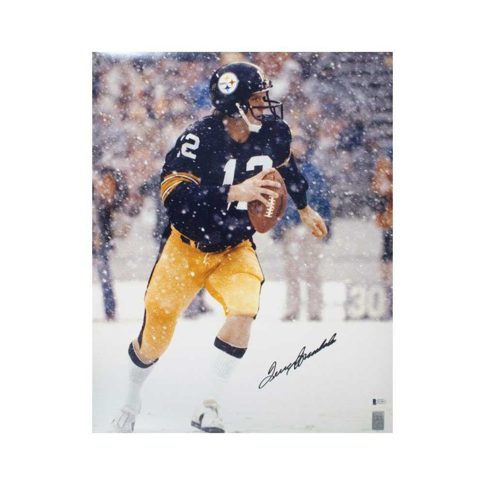 Terry Bradshaw Autographed Pittsburgh Steelers Snow 8x10 Photo - BAS COA