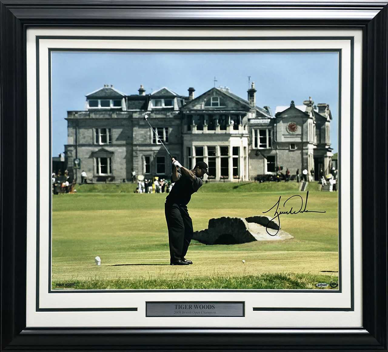 Tiger Woods Autographed Framed 20x24 Photo 2000 British Open UDA Holo #BAM48488