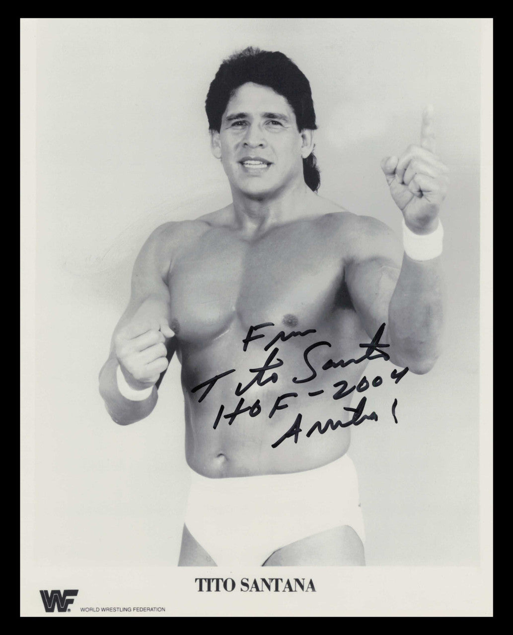 Tito Santana Autographed 8x10 Photo WWF SKU #247182