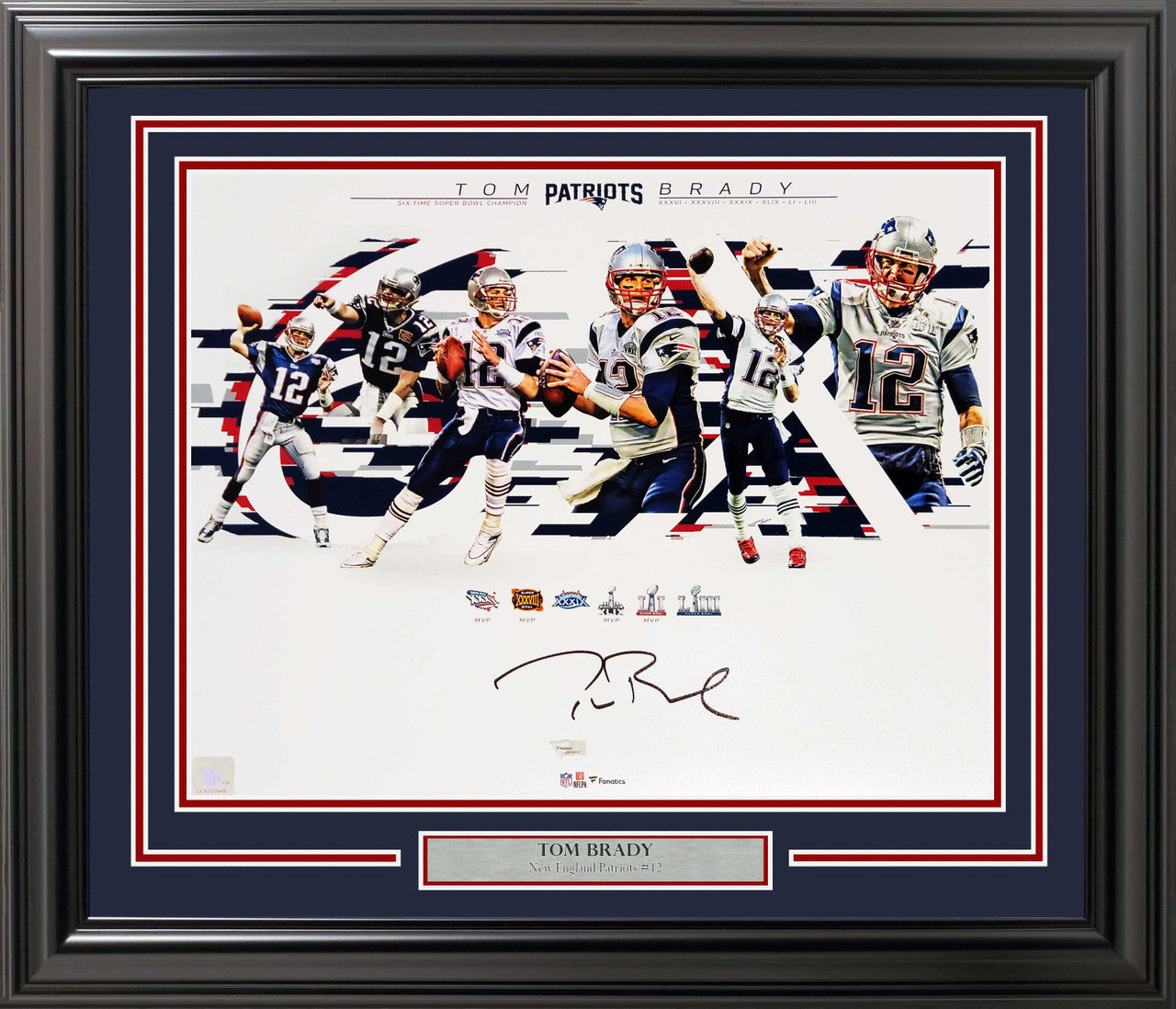 Tom Brady Autographed Framed 16x20 Photo New England Patriots Super Bowl Collage Fanatics Holo