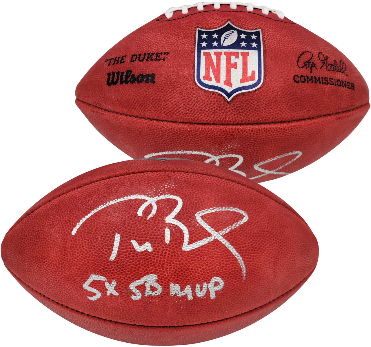 Tom Brady Autographed Official NFL Leather Football Tampa Bay Buccaneers "5x SB MVP" Fanatics Hologram