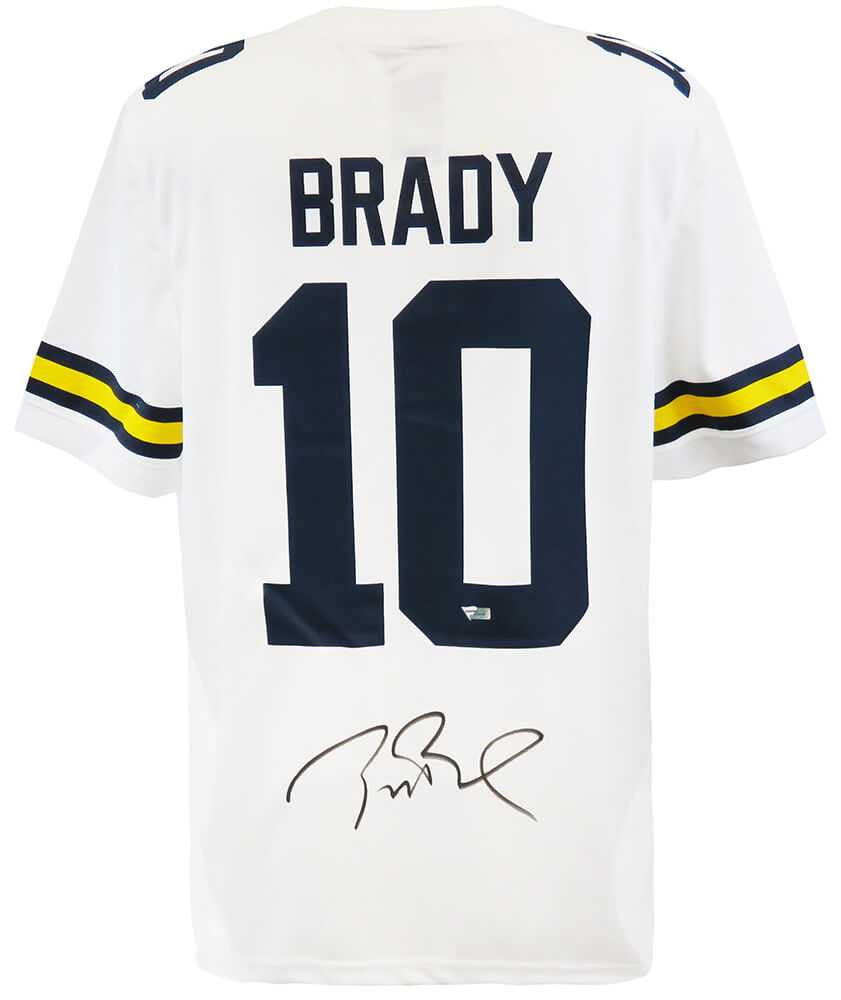 Tom Brady Autographed Michigan Wolverines White Nike Jordan Brand Football Jersey – Fanatics COA