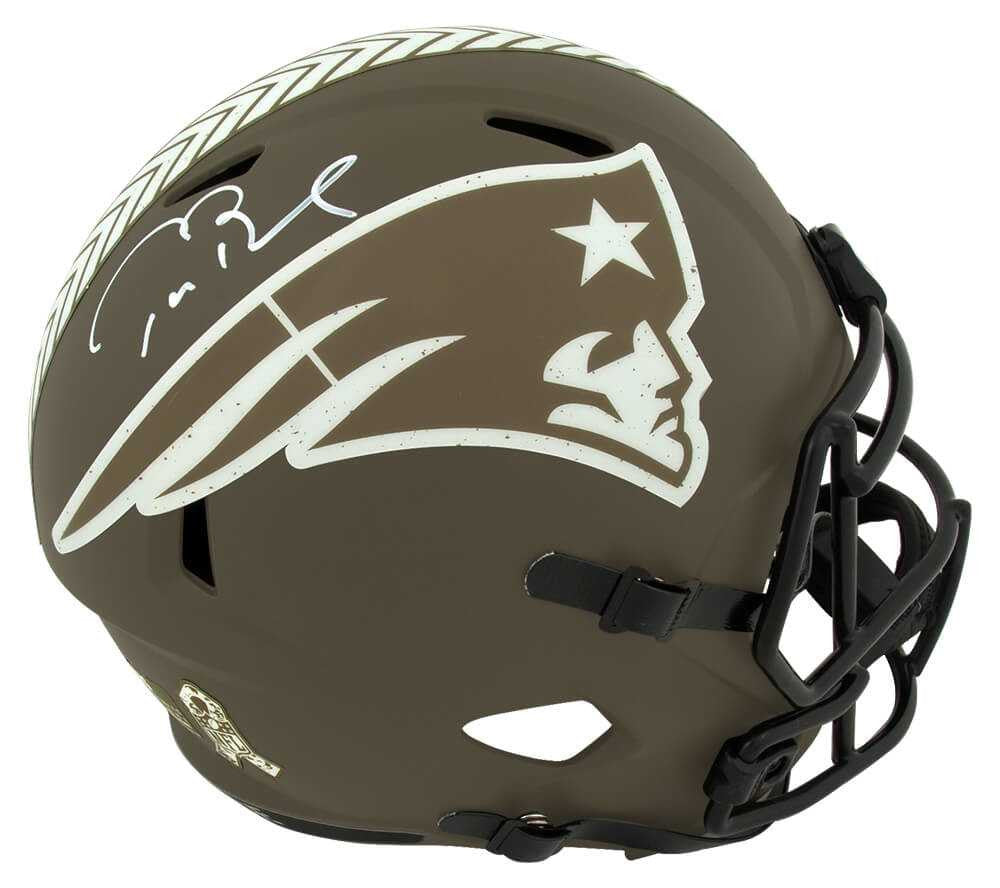 Tom Brady Signed New England Patriots Salute to Service Riddell Full Size Speed Replica Helmet - Fanatics