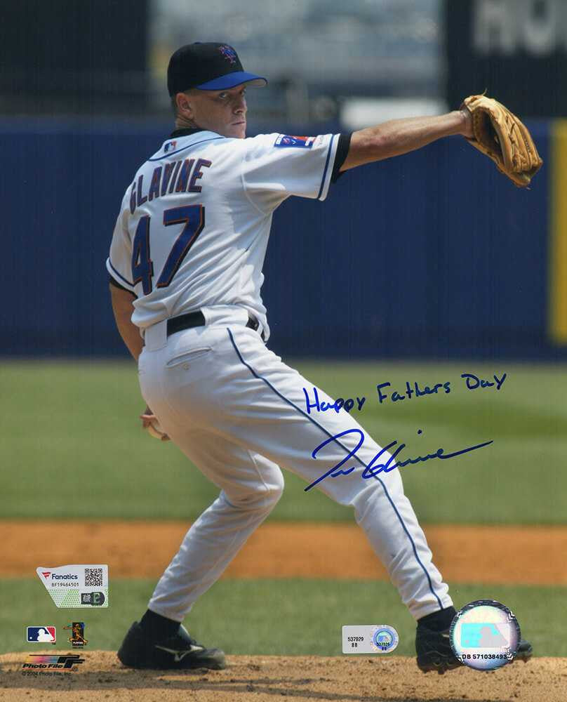 Tom Glavine Signed New York Mets Action 8x10 Photo w/Happy Father's Day - Fanatics