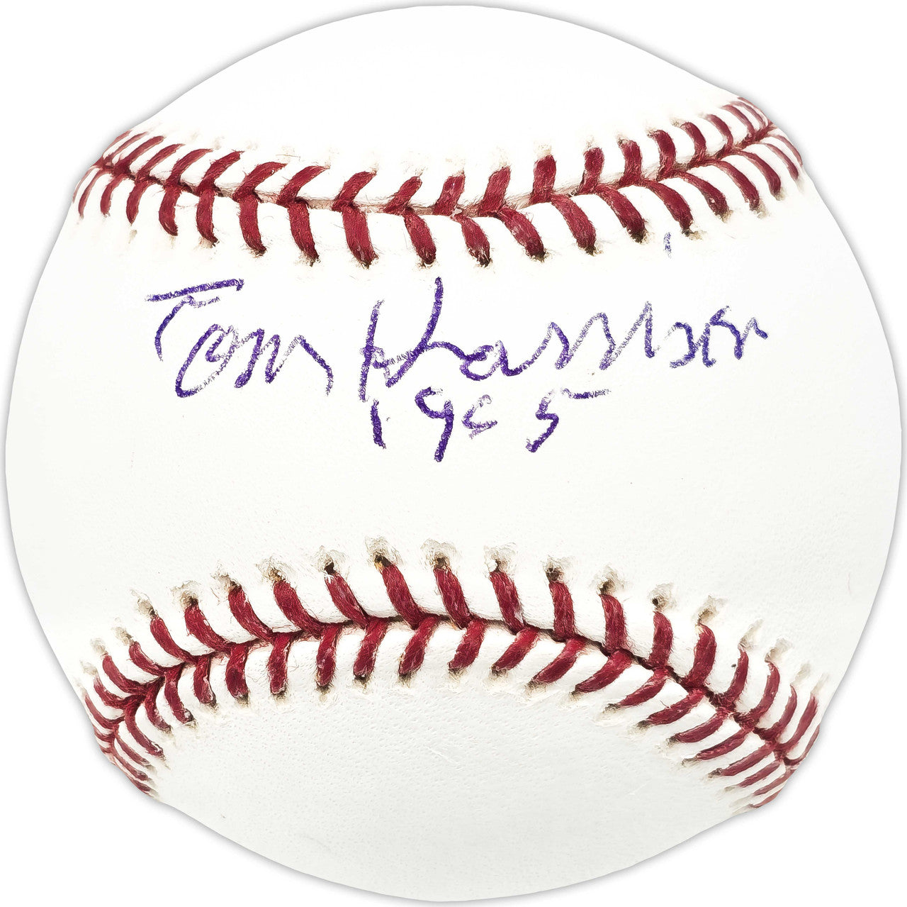 Harrison Baseball Lettering Tom Harrison Autographed Official MLB Baseball KC A's
