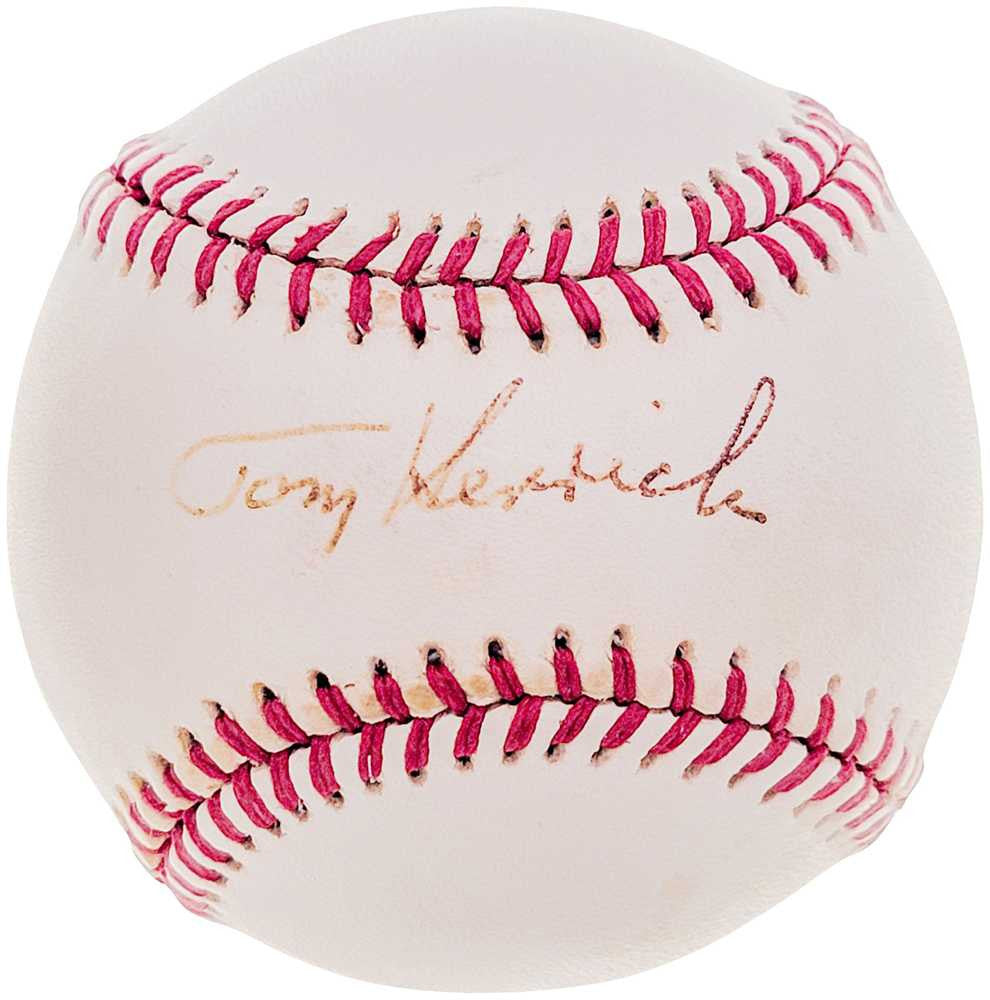 Tom Henrich Autographed Official AL Baseball New York Yankees Beckett BAS #BH041900