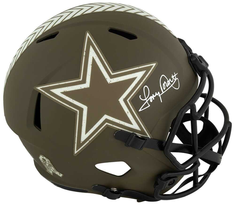 Tony Dorsett Signed Dallas Cowboys Salute to Service Riddell Full Size Speed Replica Helmet - Schwartz Authenticated