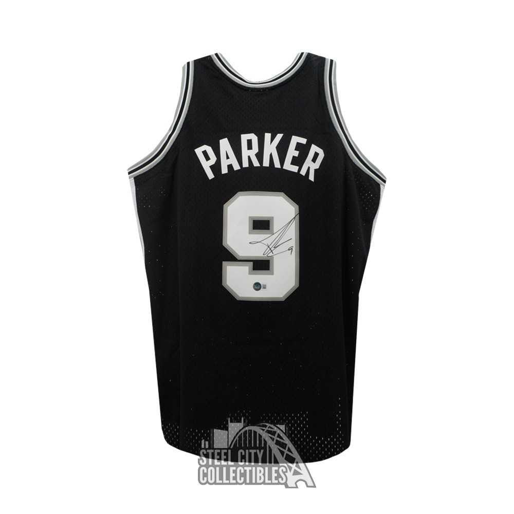 Tony Parker Autographed San Antonio Mitch & Ness Replica XLG Basketball Jersey - BAS