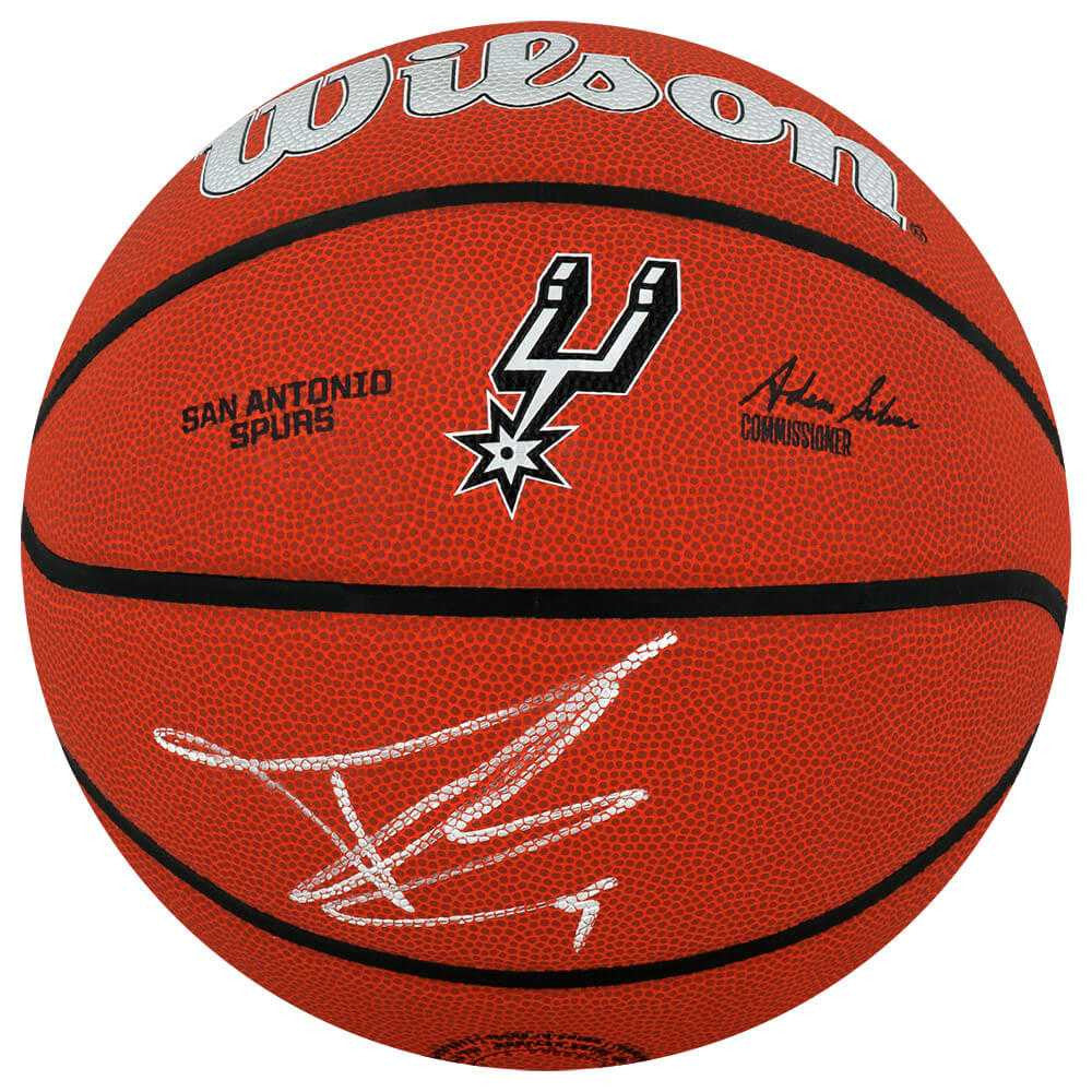 Tony Parker Signed Wilson San Antonio Spurs Logo Full Size NBA Basketball - Schwartz Authenticated