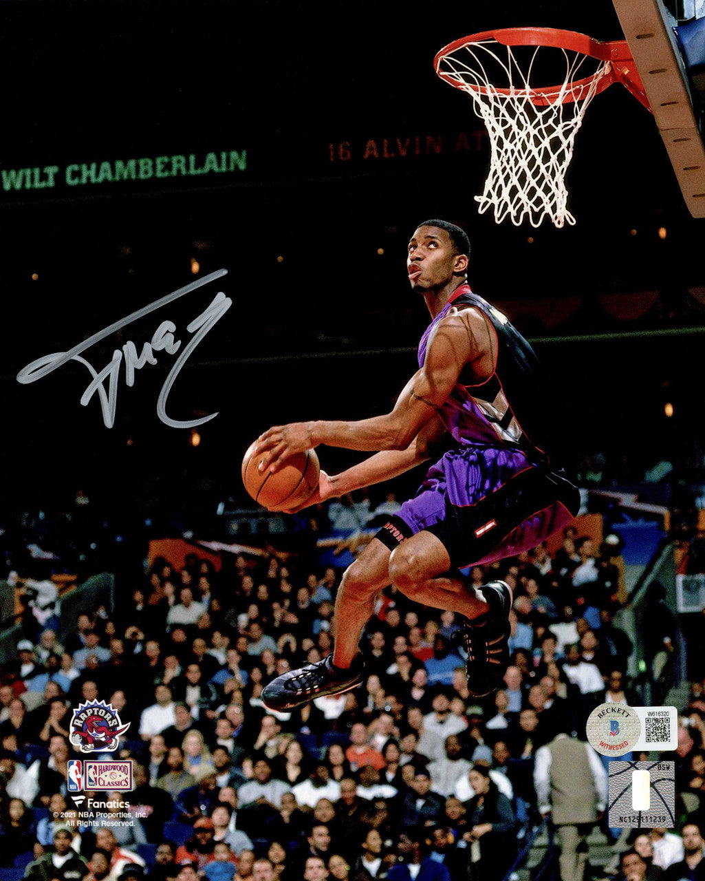 Tracy McGrady Autographed 8X10 Photo Toronto Raptors Dunk Beckett BAS Witness Stock #216982