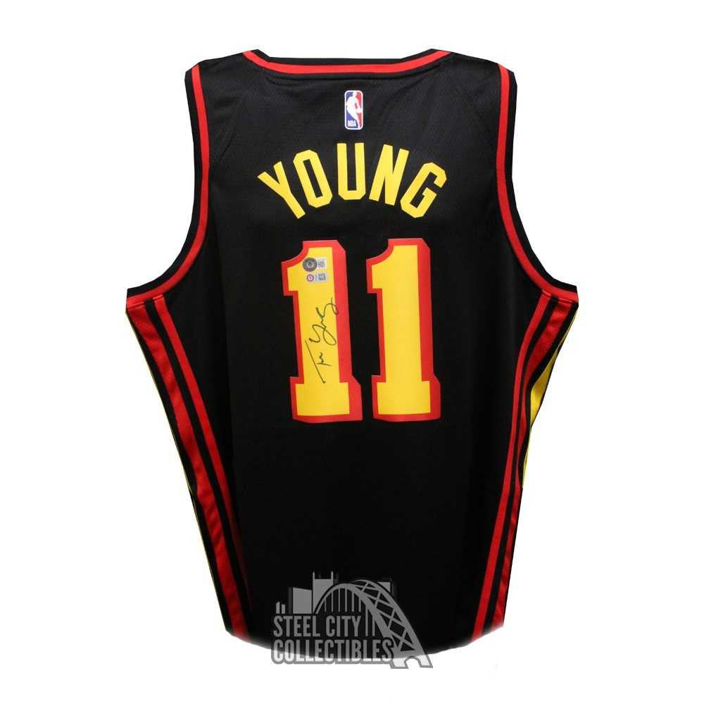 Trae Young Autographed Atlanta Black Swingman Basketball Jersey - BAS