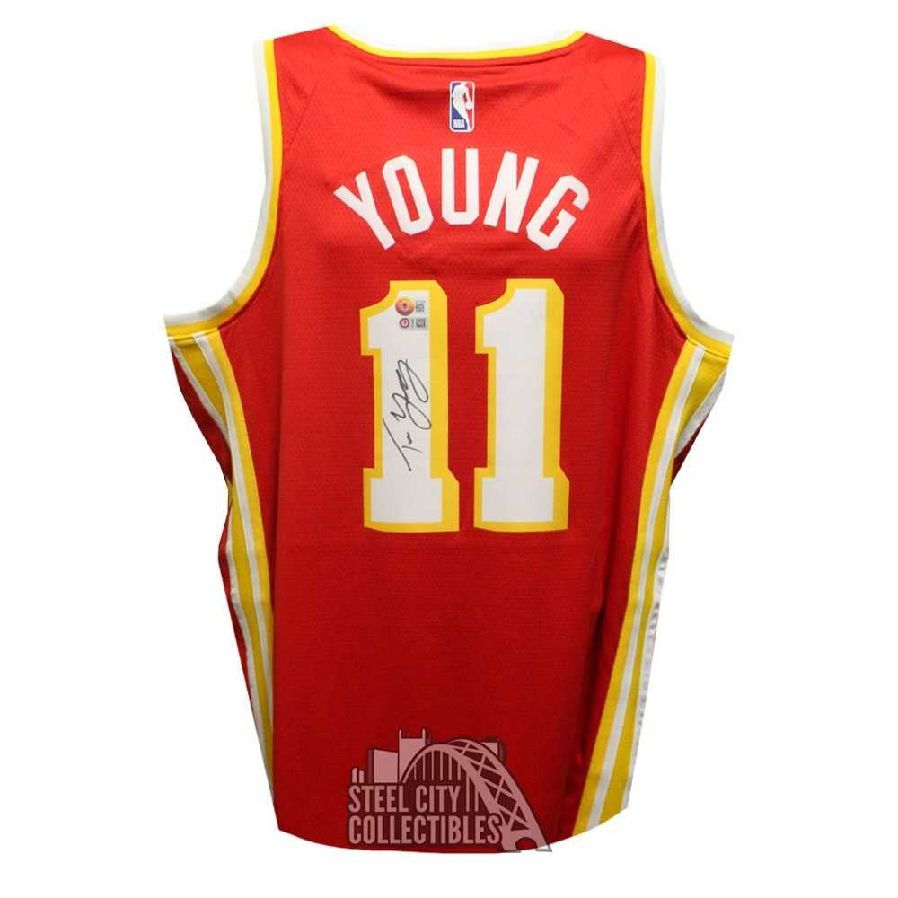 Trae Young Autographed Atlanta Red Swingman Basketball Jersey - BAS