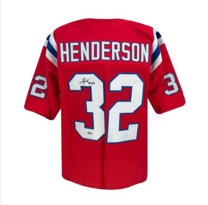 TreVeyon Henderson Autographed New England Patriots Red Jersey - BAS