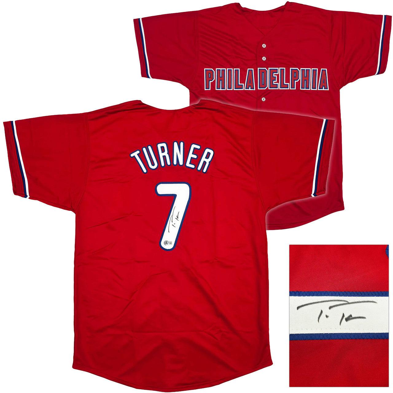 Trea Turner Autographed Philadelphia Phillies Red Jersey – Beckett BAS Witness